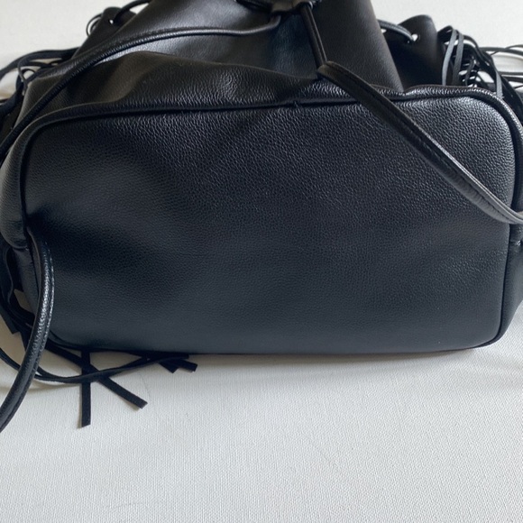 Victoria's Secret Fashion Show Fringe Faux Leather Tassel boho Backpack in Black - Picture 8 of 16
